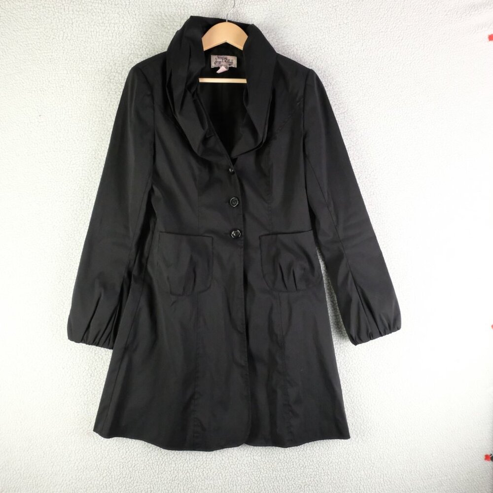 Joseph Ribkoff Coat Womens 8 Black Button Up Lightweight Trench Pockets Classic